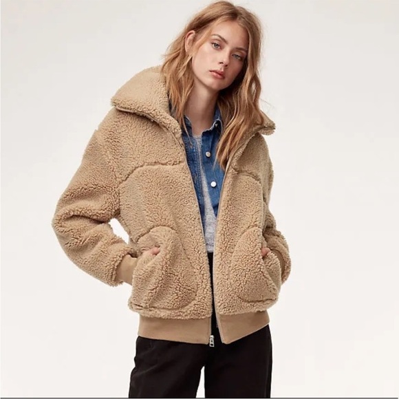 Aritzia Wilfred Free Zip-Up The Teddy Jacket Sz:S Beige - Picture 4 of 13